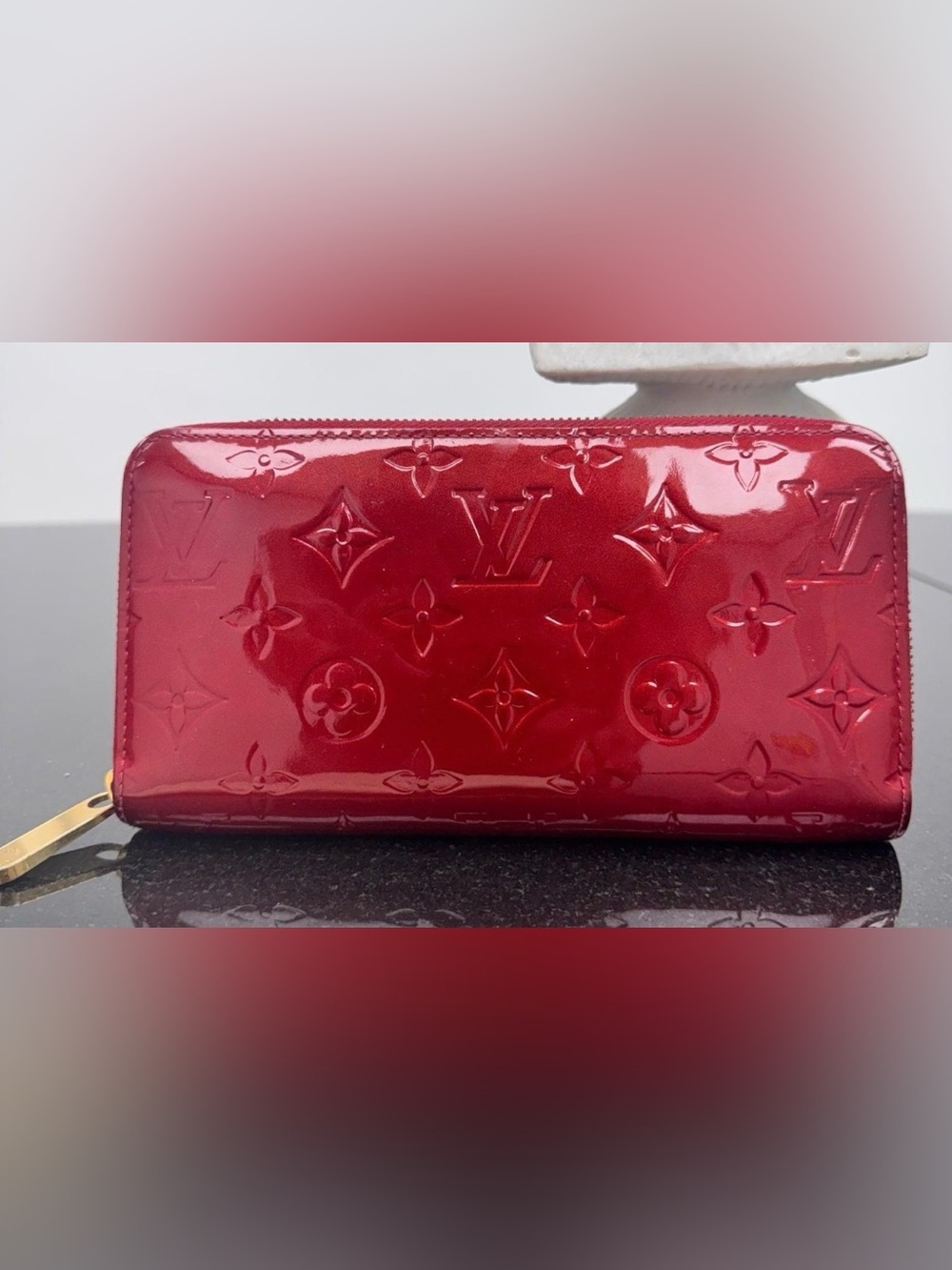 Louis Vuitton Red Vernis Monogram Zippy Wallet